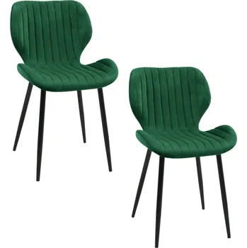 Jídelní židle Set 2x čalouněná jídelní židle BERGA - láhvově zelený / černý