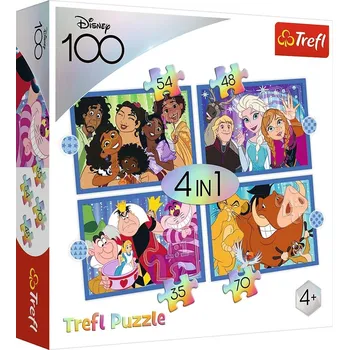 Puzzle Trefl Puzzle Disney 100 let Disneyho veselý svět 4 v 1 (35, 48, 54, 70 dílků)