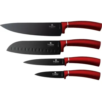Kuchyňský nůž BERLINGERHAUS Sada nožů s nepřilnavým povrchem 4 ks Burgundy Metallic Line