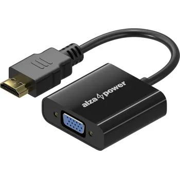 Datové redukce AlzaPower HDMI (M) to VGA (F) 0.18m lesklý černý