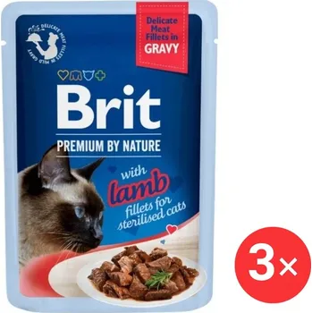 Brit Premium by Nature Cat Delicate Fillets in Gravy with Lamb for Sterilised 3 × 85 g