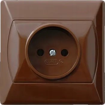 Elektrická zásuvka Ospel Akcent Zásuvka Jednoduchá Bez Uzemnění Hnědá Kontakt GP-1A/24