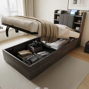 Postel Jednolůžková dřevěná postel Arhatreya 90x200 cm šedá