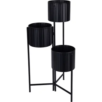 Stojan na květiny Trends 4 You Loftový stojan Viko pro 3 květináče, kovový, černý