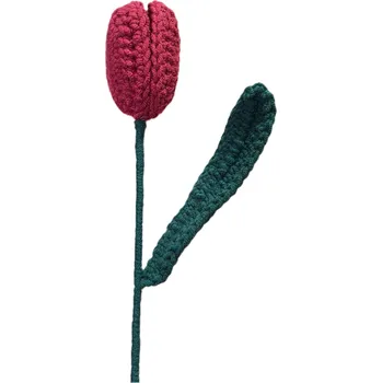 umělá květina ANNAM Háčkovaná květina Tulipán červený, 4 × 41 cm