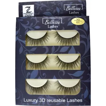 Umělé řasy UMĚLÉ HEDVÁBNÉ ŘASY NA PÁSKU 3D - 3D01 (3 PÁRY)