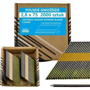 Hřebík Polské hřebíky do hřebíkovačky spojené papírem 2,8x75mm 34° 2000ks CSG