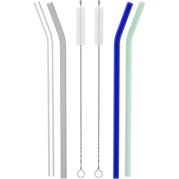 Siguro Sada skleněných brček Crystal Sip, Barevné, 4ks, 2 kartáčky