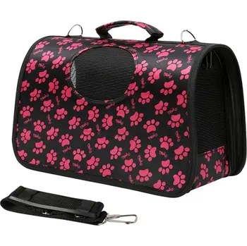 Taška pro psa a kočku animALL Taška black with pink paws S 34 × 18 × 24 cm