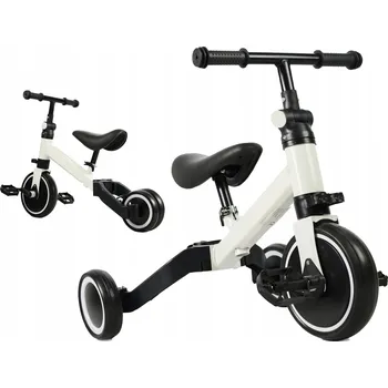 Dětská tříkolka TŘÍKOLKA BĚŽECKÝ KOLOBĚŽKA 4v1 PRO DÍTĚ NASTAVITELNÁ VOLANT BÍLÁ