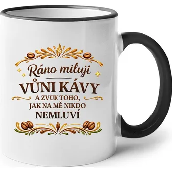 Keramický hrnek - Miluji vůni kávy, Barva Černá, Velikost 330 ml, Canvas Keramický hrnek s barevným uchem Bezvatriko.cz 3206