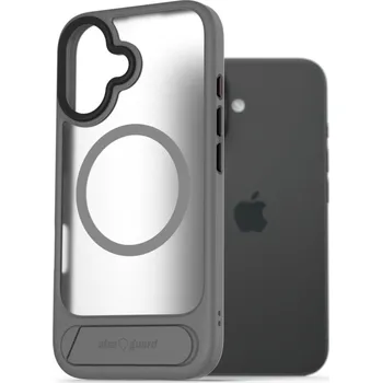 Pouzdro na mobilní telefon AlzaGuard Matte Case with Stand Compatible with MagSafe for iPhone 16 šedý