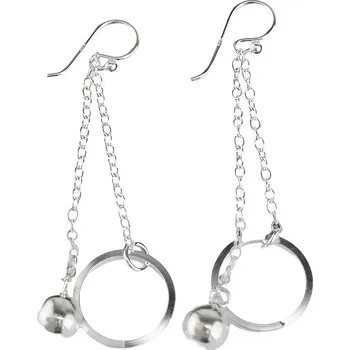 Náušnice Oriental stříbrné visací náušnice, Řetízek, kruh a koule, 52 mm