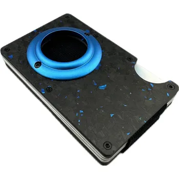 Peněženka Daklos Carbon RFID karbonová mini pro AirTag s klipem modročerná