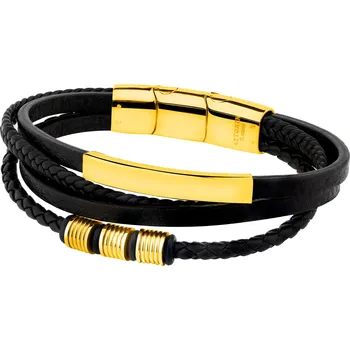 Náramek Náramek z ušlechtilé oceli a kůže - AZ545-1881