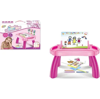 Magnetická kreslící tabulka MaDe Kreslící tabule + stolek, holky, 38 × 26 × 30 cm