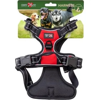 Postroj pro psa COBBYS PET Postroj červený M 50 - 65 x 2,5 cm