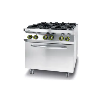 Sporák Plynový sporák se 4 hořáky s elektrickou troubou, 22 kW, GN 1/1 | HENDI 225882