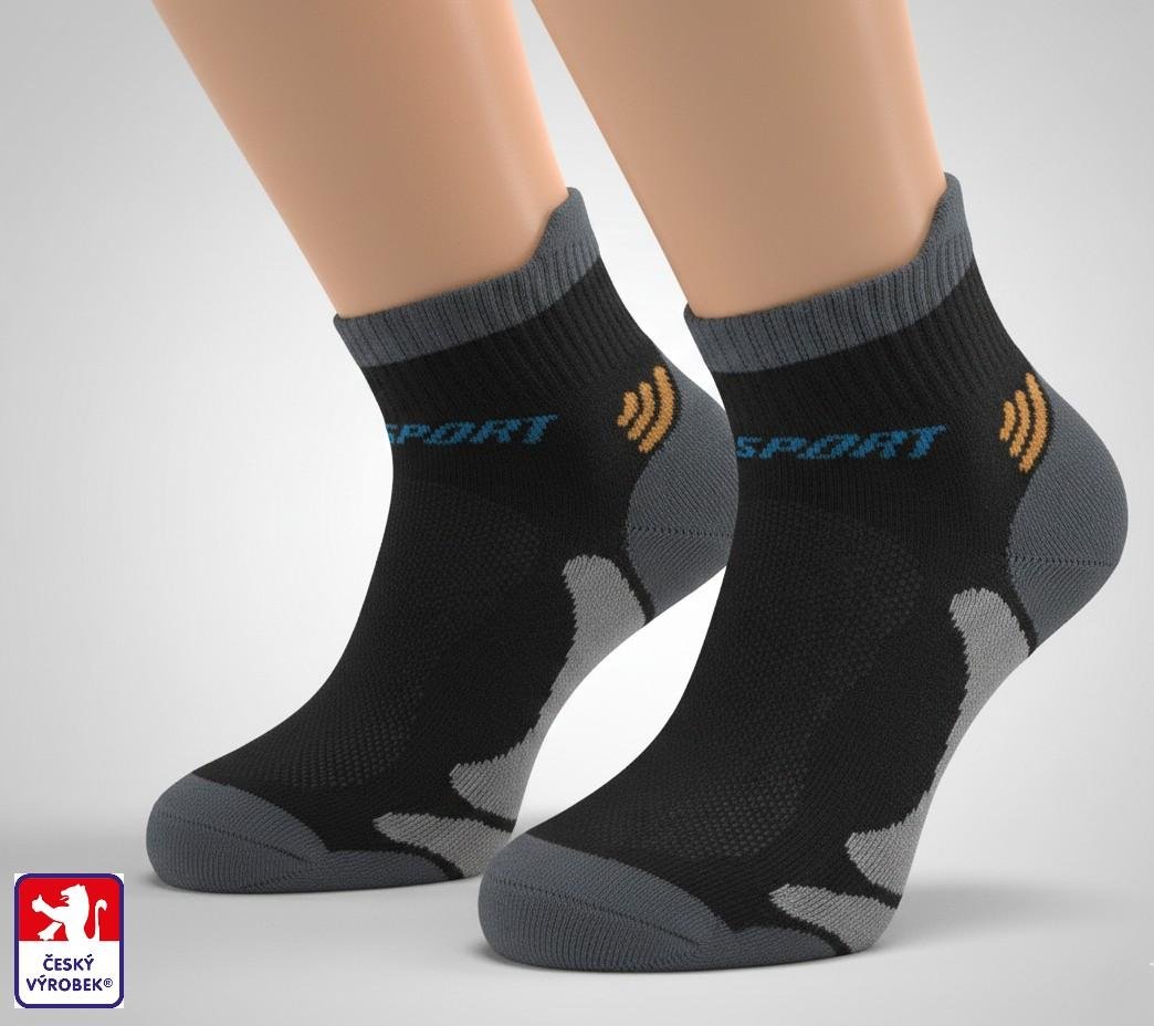 Ponožky pánské sportovní snížené KS LIGHT elastické, s límečkem, odlehčené 45-47 Černá