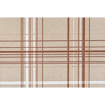 ubrus Sleep Well PVC ubrusovina s textilním podkladem béžová/hnědá károvaná 1,8/1 m