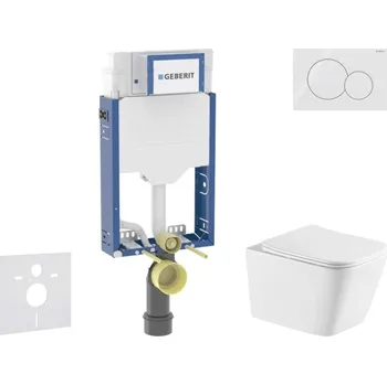 WC sada Geberit Kombifix - Set předstěnové instalace, klozetu Arkas I a sedátka softclose, tlačítko Sigma01, alpská bílá SANI15CA3164