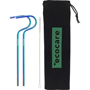 ECOCARE Ekologická kovová brčka Duhová 2 ks