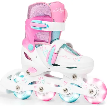 Kolečkové brusle RAVEN Kolečkové brusle Raven Loret Glitter svítící kola LED 34/37 BÍLÁ|RŮŽOVÁ|ZELENÁ