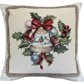 Povlečení Home of Christmas Gobelínový vánoční povlak na polštář s motivem Vánoční zvonek 45 × 45 cm