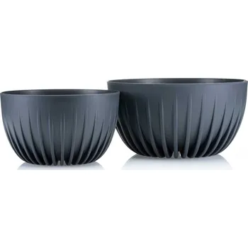 Květináč Sada 2 květináčů STRIPPED ECO antracitová