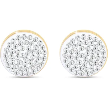 Šperk Biju Pozlacené náušnice z chirurgické oceli 14K, ve tvaru kruhu se zirkony 1002504