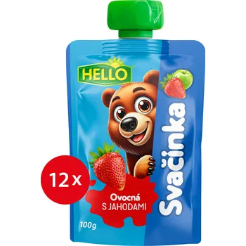 HELLO ovocná kapsička s jahodami 12× 100 g