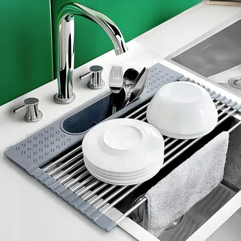 Odkapávač na nádobí Odkapávač na nádobí na skládací dřez z nerezové oceli 44 x 39 cm