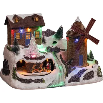 Vánoce Fééric Lights and Christmas Vánoční betlém větrný mlýn s LED osvětlením
