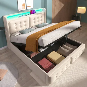 Postel Jednolůžková dřevěná postel Arhatreya 160x200, béžové odstíny