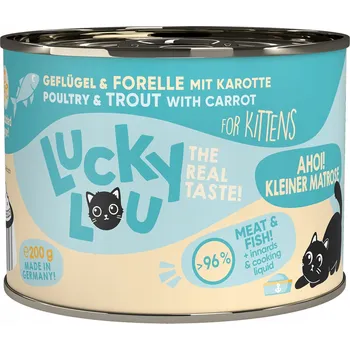 Krmivo pro kočku Lucky Lou Lifestage Kitten DRŮBEŽ a PSTRUH 200g