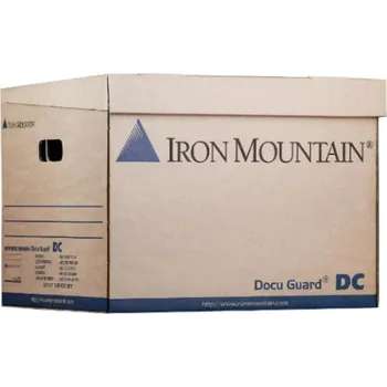 Archivační box Iron Mountain Box DC, 43 × 31 × 33 cm, hnědo-modrá