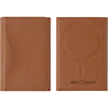 Pouzdro na mobilní telefon AlzaGuard foldable PU leather wallet Compatible with Magsafe - hnědá