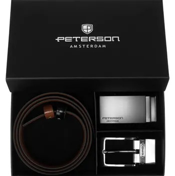 Peněženka Pánská dárková sada Peterson PTN KL-B005-S001 BLACK-BROWN