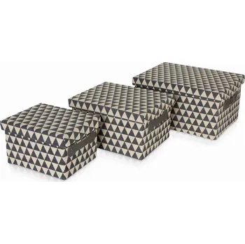 Úložný box CANVAS set s víkem a se vzorem