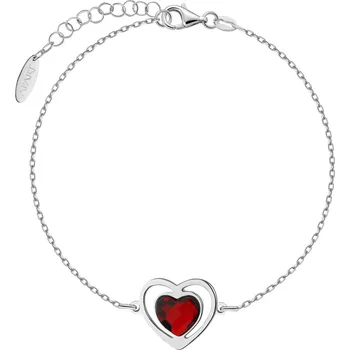 Náramek Stříbrný náramek s broušeným sklem - srdce - AP544-7510