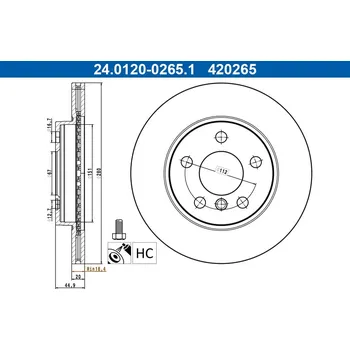 Brzdový kotouč Brzdový kotouč ATE 24.0120-0265.1