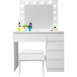 Aga MRDT10-MW se zrcadlem a osvětlením, matný bílý + taburet