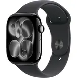 Apple Watch Series 11 42mm Klavírně černý hliník s černým sportovním řemínkem - S/M