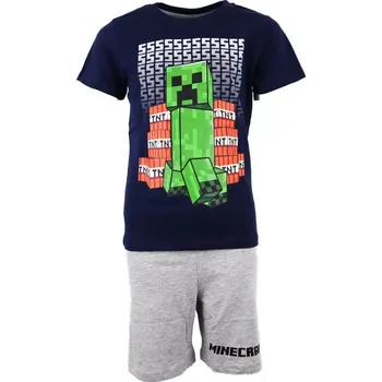 Chlapecké pyžamo Forkids Chlapecké bavlněné pyžamo Minecraft Creeper/TNT tmavě modré/šedé, 152