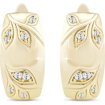 Náušnice Biju Pozlacené náušnice 14K, oválek ozdobený květinami a zirkony 1002213