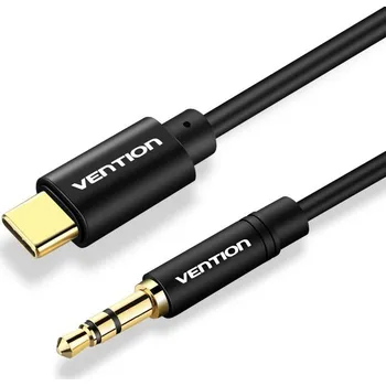 Audio kabel Vention Type-C (USB-C) to 3.5mm Male Spring Audio Cable 1m Black Metal Type