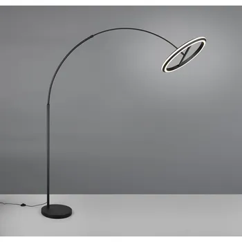 Lampička Trio Lighting LED stojací lampa Amador, černá, výška 205 cm, kov - Délka kabelu 180 cm; podstavec – Ø 35 cm, výška 4 cm černá matná 1 x 21 W LED - Doprava zdarma