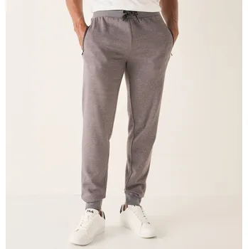 Sportovní kalhoty se zúženými konci a kontrastními detaily šedý melír 64/66