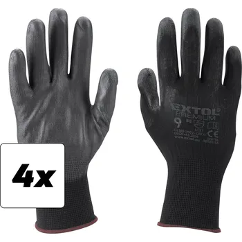 Pracovní rukavice EXTOL PREMIUM Rukavice z polyesteru polomáčené v PU, černé, velikost 9", sada 4 ks