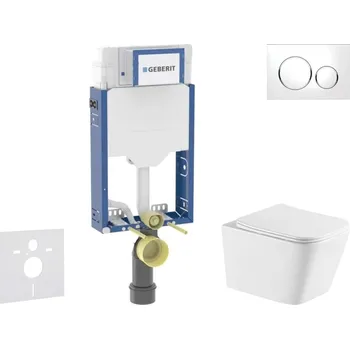 WC sada Geberit Kombifix - Set předstěnové instalace, klozetu Arkas I a sedátka softclose, tlačítko Sigma20, bílá/chrom SANI15CA3165